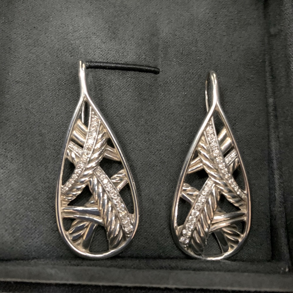 David Yurman Sterling silver teardrop earrings